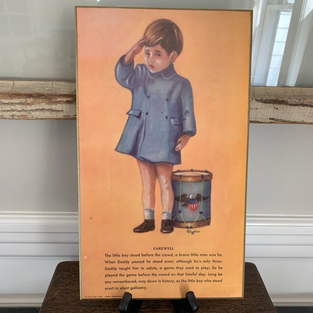 Vintage JFK, Jr. Plaque honoring his fallen father, JFK.